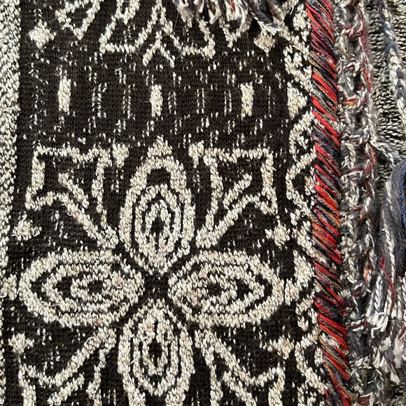 Free People Kai Brown boho hooded tassel floral open front cardigan duster.Small - Picture 16 of 16